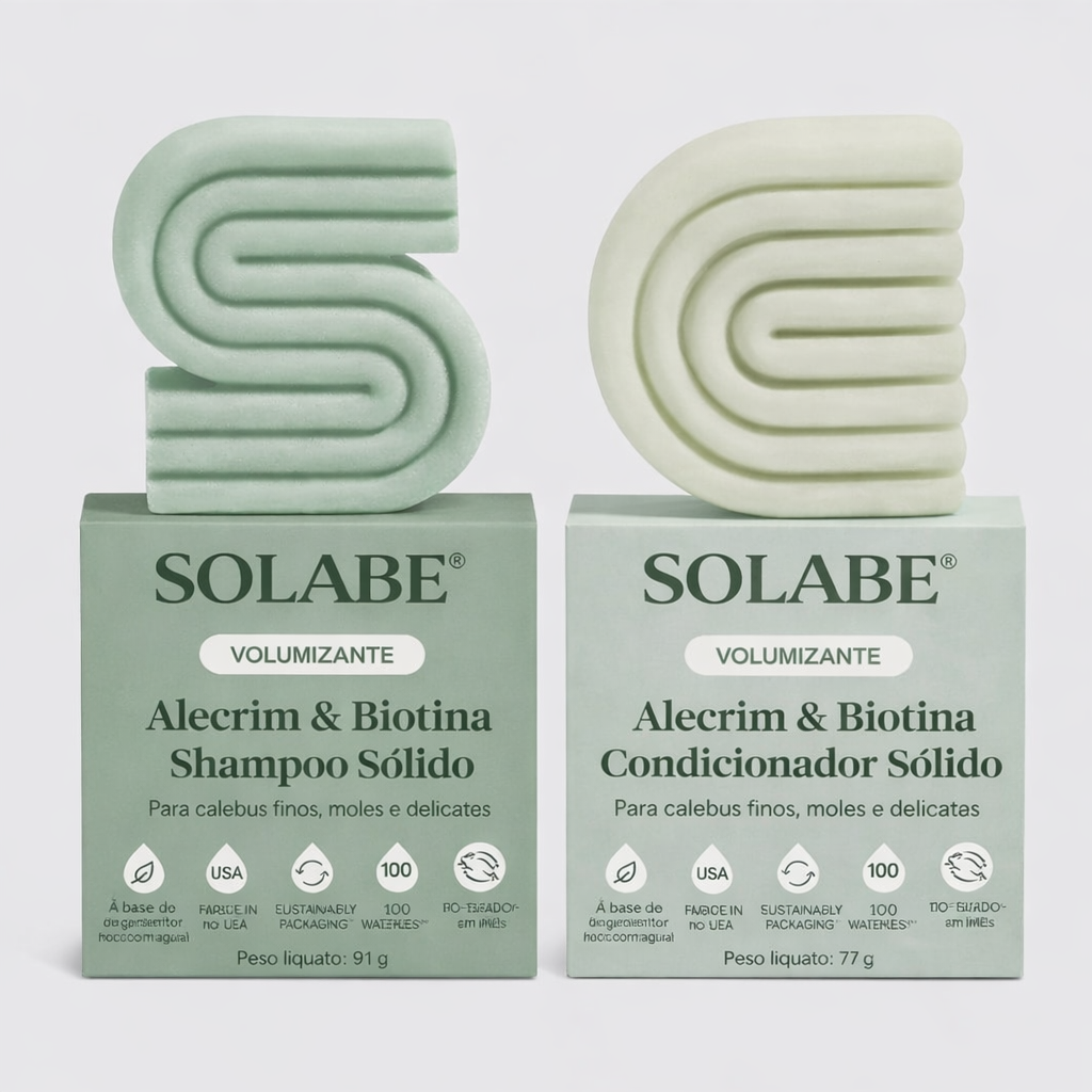 Shampoo e condicionador em barra volumizador de alecrim e biotina