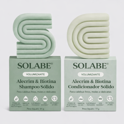 Shampoo e condicionador em barra volumizador de alecrim e biotina