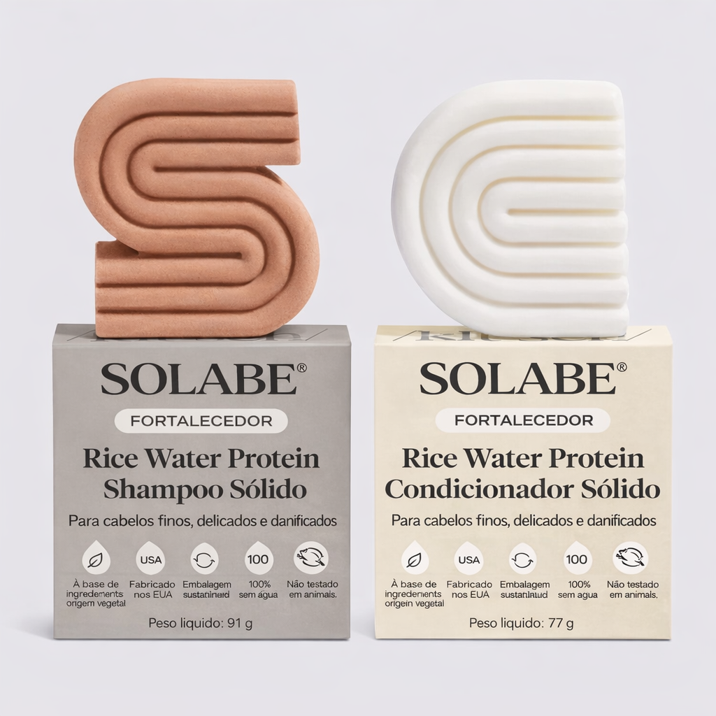 Shampoo e condicionador à base de água de arroz para o crescimento  e fortalecimento capilar